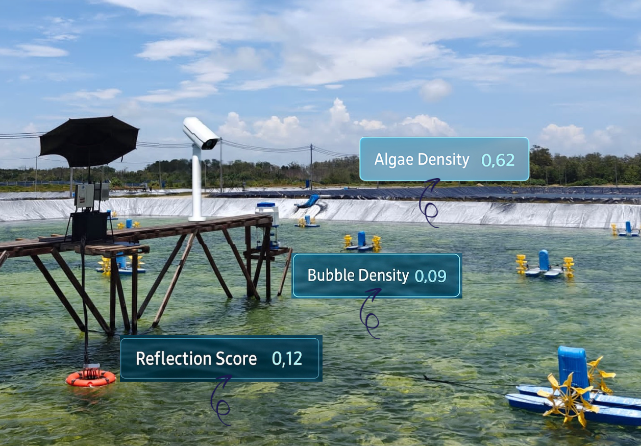AI analyzed pond with overlays